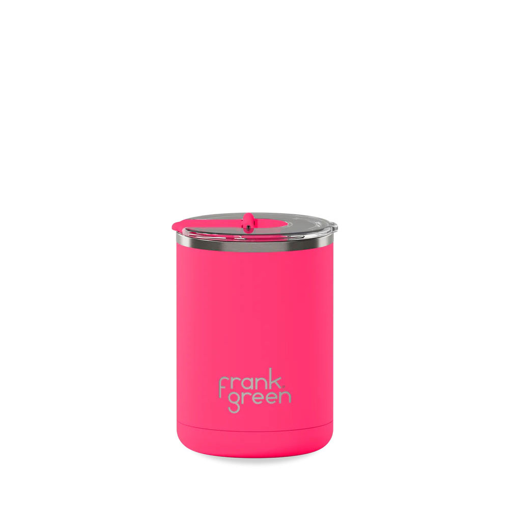 frank green 12oz Reusable Cup With Hinged Lid Neon Pink